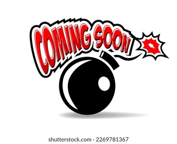 Bomb will explode soon, the fuse has already been lit. Waiting for important news. Template for advertising banner, offer, discount. Vector on transparent background in comic style