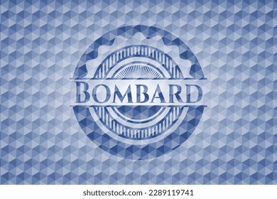 Bombard blue hexagon badge. Vector Illustration. Detailed. 