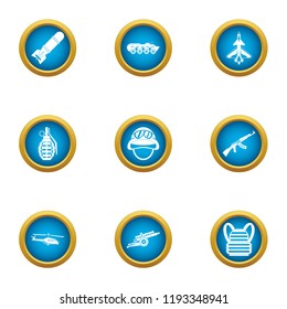 Bombard icons set. Flat set of 9 bombard vector icons for web isolated on white background
