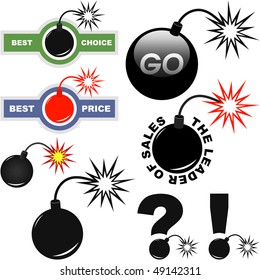 Juego de etiquetas de precios bombardeadas. Gran colección de vectores.
