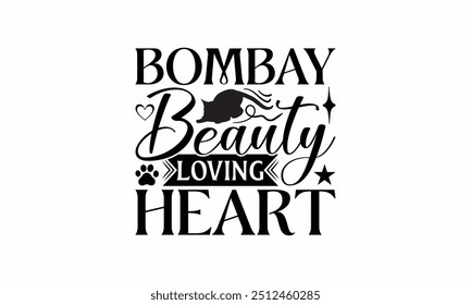 Bombay Beauty Loving Heart - Diseño De Camisetas De Gato De Bombay, Ilustración Para Impresiones Y Bolsas, Carteles, Tarjetas, Camafeo, Cricut, Eps, Archivos Como Cortar, Fondo Aislado.