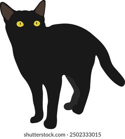 Bombay Black Cat Minimal Flat Vector Illustration for Halloween