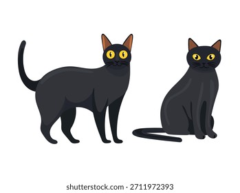 Bombay-Katze. Flache Vektorgrafik mit isoliertem Hintergrund.