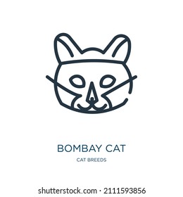 bombay cat thin line icon. character, cute linear icons from cat breeds concept isolated outline sign. Vector illustration symbol element for web design and apps.