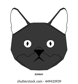 Bombay, Isolated cat breed, Vector illustration
