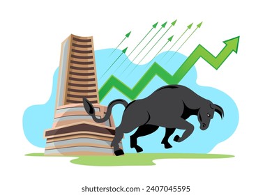 Bombay stock exchange bull run profit vector