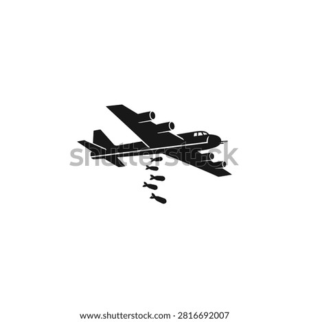 Bomber aircraft, Dropping bomb icon logo flat vector design