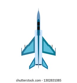 Bomber aircraft top view vector icon. Fight sky technology design attack airforce. Plane military fighter warfare