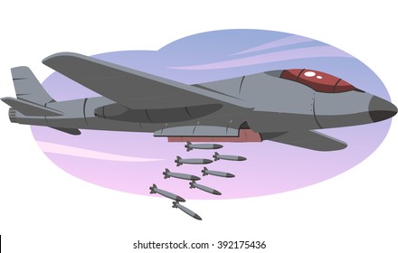 bomber airplane dropping bombs illustration