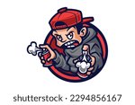 Bomber cartoon mascot e sport logo illustration vector