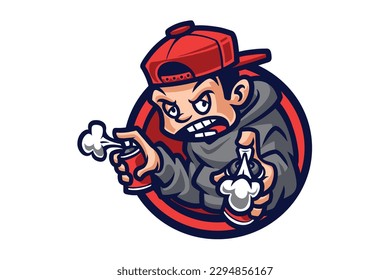 Bomber cartoon mascot e sport logo illustration vector