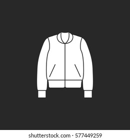 Bomber or College jacket symbol simple silhouette icon on background