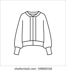 Bomber or College jacket symbol simple line icon on background