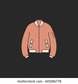 Bomber or College jacket symbol simple flat icon on background