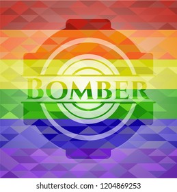 Bomber emblem on mosaic background with the colors of the LGBT flag