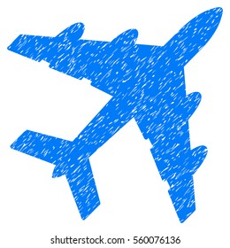 Bomber grainy textured icon for overlay watermark stamps. Flat symbol with unclean texture. Dotted vector blue ink rubber seal stamp with grunge design on a white background.