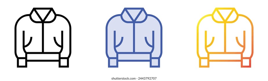 bomber icon. Linear, Blue Fill and Gradient Style Design Isolated On White Background