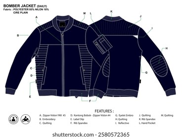 BOMBER JACKET COMBINATION QUILTED WITH DESCRIPTION