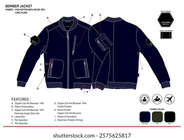 Bomber Jacket Design Mockup with Description