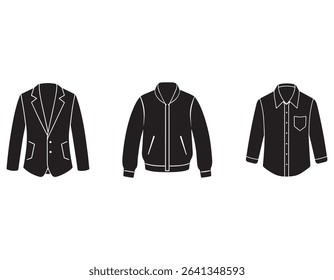 bomber jacket sketch blazer sketch shirt sketch icon-silhouette vector illustration
