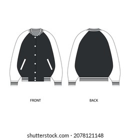 Bomber jacket vector design template. Jacket technical drawing.