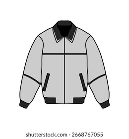 Modelo de vetor de jaqueta de bombardeiro. Design de Ilustração de Moda de Vista Frontal