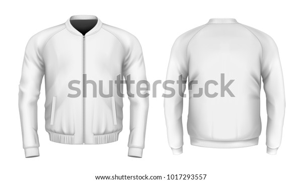 Bomber Jacket White Front Back Views Stock Vector (Royalty Free) 1017293557