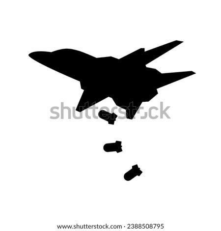 Bomber jet silhouette vector. Bomber plane silhouette for icon, symbol or sign. Bomber icon for military, war, conflict and air strike