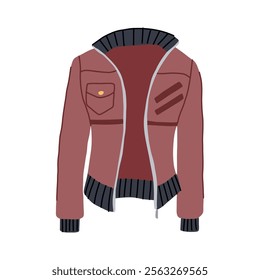 bomber leather jacket female cartoon. designer vintage, modern slim, fit cropped bomber leather jacket female sign. isolated symbol vector illustration