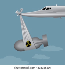 bomber with nuclear bomb in the air