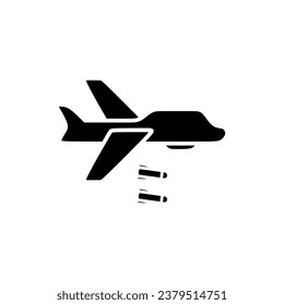 Bomber plane in black fill icon. War design element template vector illustration in trendy style. Editable graphic resources for many purposes.
