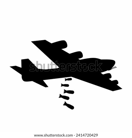 Bomber plane silhouette icon vector. Bomber aircraft silhouette for icon, symbol or sign. Bomber plane icon for military, war, conflict and air strike