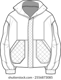 BOMBER QUILTED PANELS WOVEN JACKET 