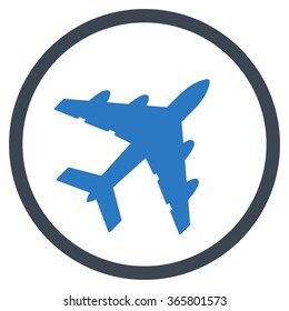 Bomber vector icon. Style is bicolor flat circled symbol, smooth blue colors, rounded angles, white background.
