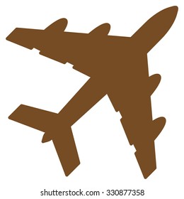 Bomber vector icon. Style is flat brown symbol, rounded angles, white background.
