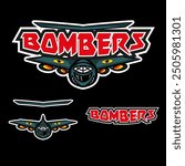 Bombers fighter aircraft character mascot logo template for gaming and sports