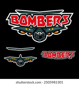 Bombers fighter aircraft character mascot logo template for gaming and sports