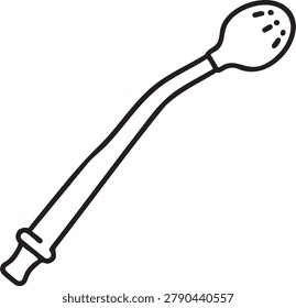 Bombilla metal straw vector icon, traditional mate tea accessory, health and wellness