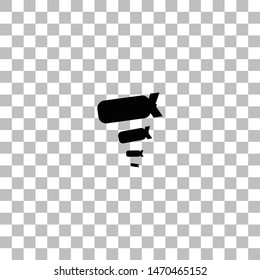 Bombing. Black flat icon on a transparent background. Pictogram for your project