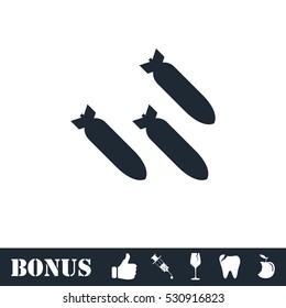 Bombing icon flat. Vector illustration symbol and bonus pictogram