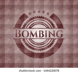 Bombing red emblem with geometric pattern. Seamless.