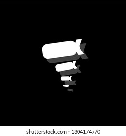 Bombing. White flat simple icon with shadow