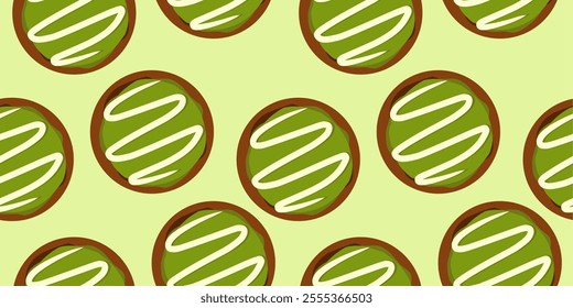 Bombolone With Matcha Toping Seamless Pattern Vector Eps