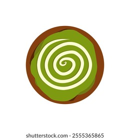 Bombolone Vector from top view with matcha topings