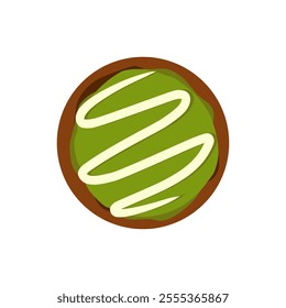 Bombolone Vector from top view with matcha topings