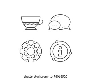Bombon coffee icon. Chat bubble, info sign elements. Hot drink sign. Beverage symbol. Linear bombon coffee outline icon. Information bubble. Vector