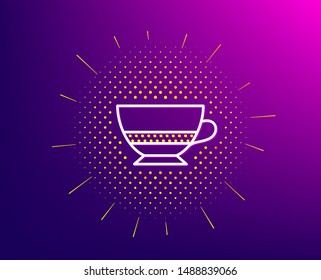 Bombon coffee icon. Halftone pattern. Hot drink sign. Beverage symbol. Gradient background. Bombon coffee line icon. Yellow halftone pattern. Vector