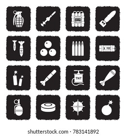 Bombs And Explosives Icons. Grunge Black Flat Design. Vector Illustration. 