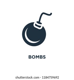 Bombs icon. Black filled vector illustration. Bombs symbol on white background. Can be used in web and mobile.