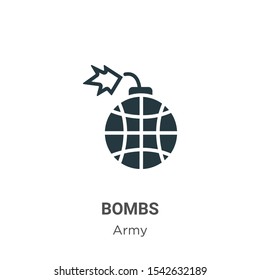 Bombs vector icon on white background. Flat vector bombs icon symbol sign from modern army collection for mobile concept and web apps design.
